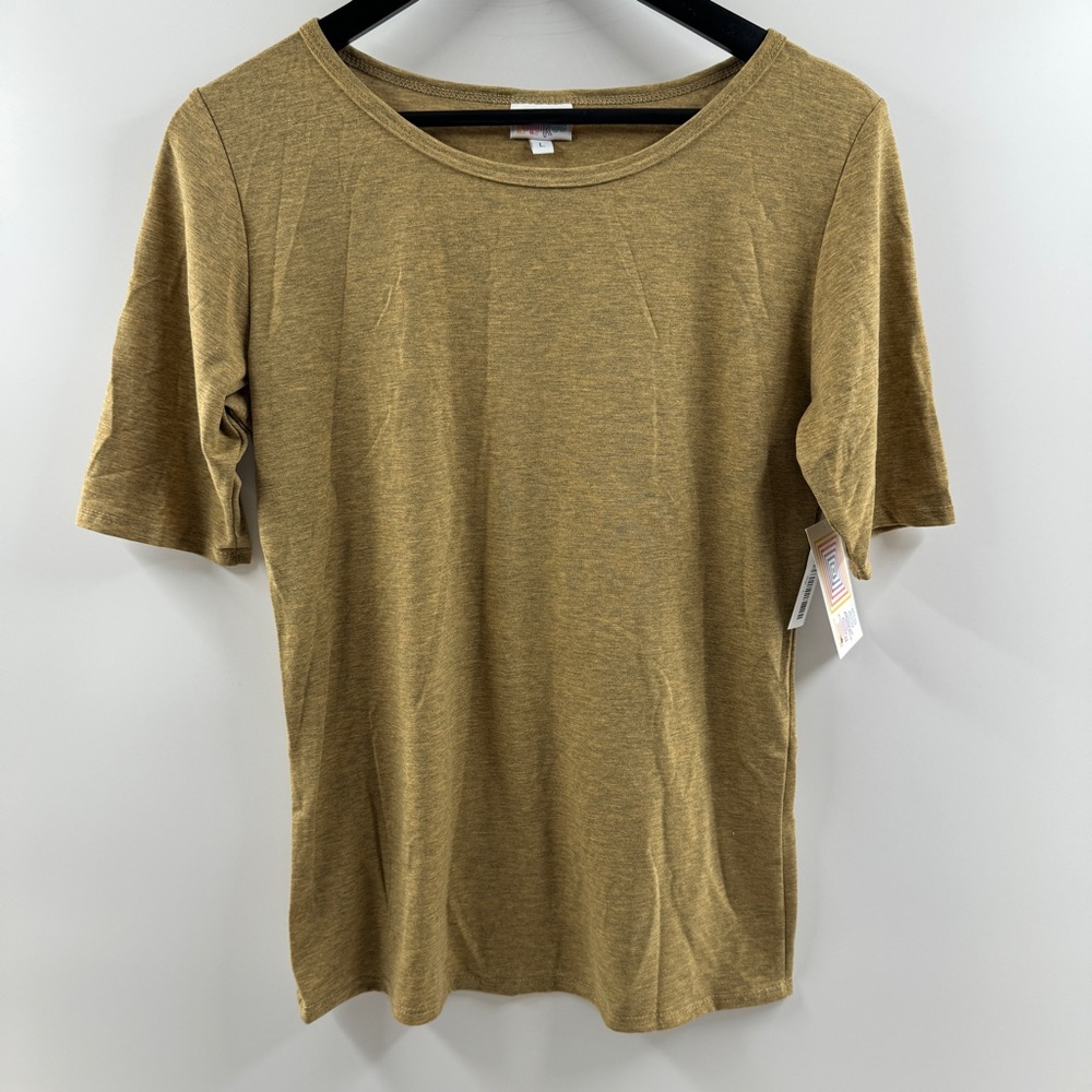 LuLaRoe Gigi Heathered Yellow & Grey Top Size Large NWT